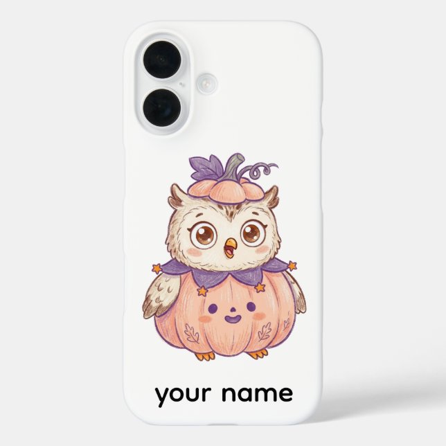 Cute Halloween Pumpkin Owl Personalised iPhone Cas Case-Mate iPhone Case (Back)