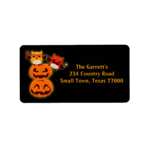 Cute Halloween Pumpkin Owls Personalised Address Label