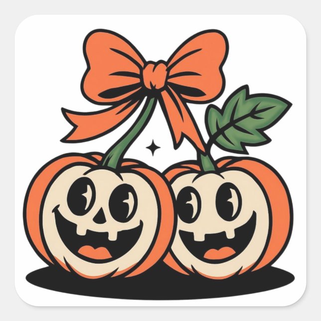 Cute Halloween Pumpkin Pair Sticker (Front)