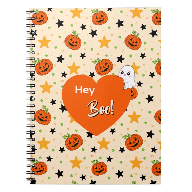 Cute Halloween Pumpkin Pattern Beige Notebook (Front)