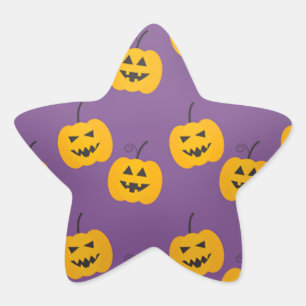Cute Halloween Pumpkin Purple Star Sticker