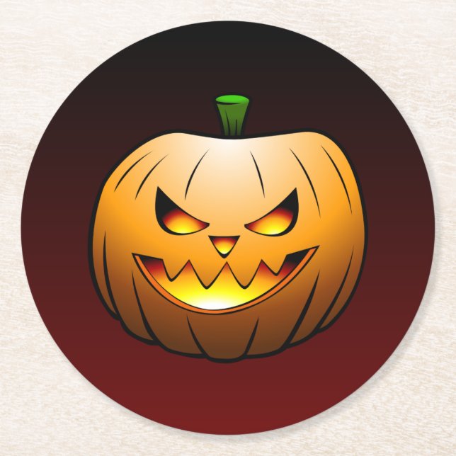 Cute Halloween Pumpkin Round Paper Coaster (Front)