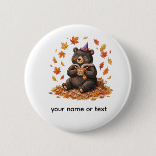 Cute Halloween Pumpkin Spice Bear Cosy Autumn T-Sh 6 Cm Round Badge