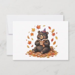 Cute Halloween Pumpkin Spice Bear Cosy Autumn T-Sh RSVP Card