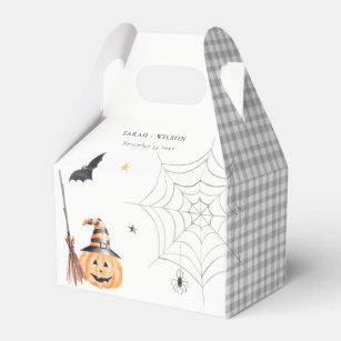 Cute Halloween Pumpkin Spiderweb Spooky Wedding Favour Box