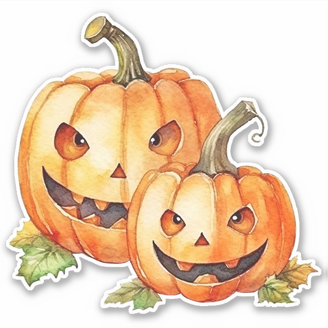Cute Halloween Pumpkin, Sticker (Front)