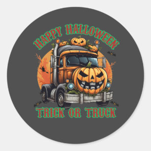 Cute Halloween Pumpkin Truck Kids Spooky Festive Classic Round Sticker