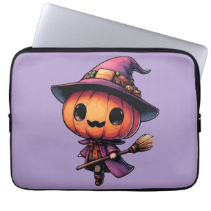 Cute Halloween pumpkin witch Laptop Sleeve