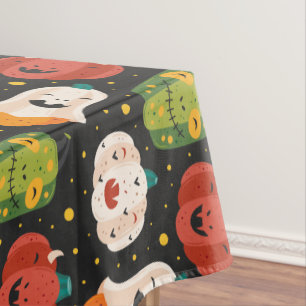 Cute Halloween Pumpkins and Gourds Tablecloth