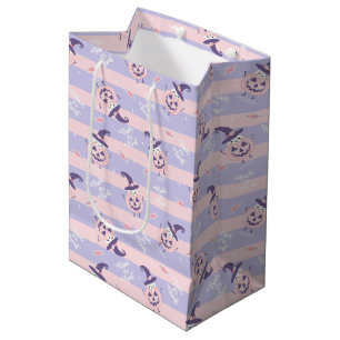 Cute Halloween Pumpkins and Witch Hats Pattern Medium Gift Bag