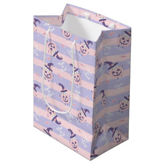 Cute Halloween Pumpkins and Witch Hats Pattern Medium Gift Bag