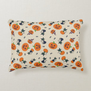 Cute Halloween Pumpkins & Black Cats Pattern Fleec Decorative Cushion
