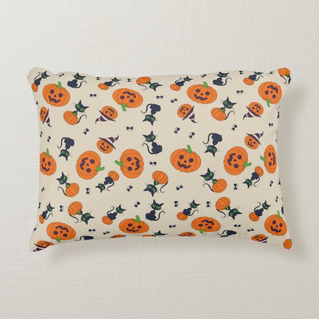 Cute Halloween Pumpkins & Black Cats Pattern Fleec Decorative Cushion (Front)