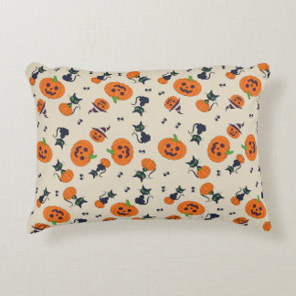 Cute Halloween Pumpkins & Black Cats Pattern Fleec Decorative Cushion
