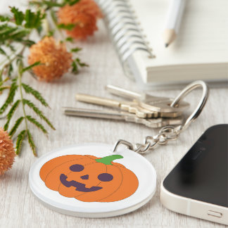 Cute Halloween Pumpkins & Black Cats Pattern Key Ring