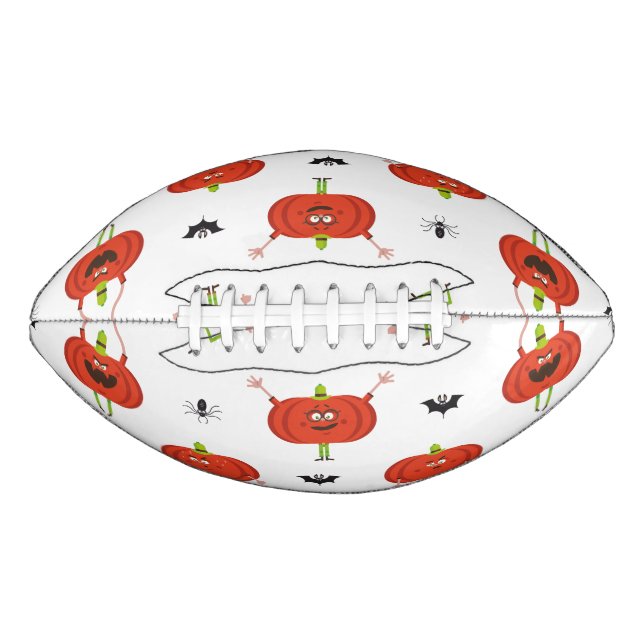 Cute halloween pumpkins, spider & bat pattern american football (Front)