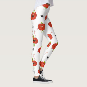 Cute halloween pumpkins, spider & bat pattern leggings