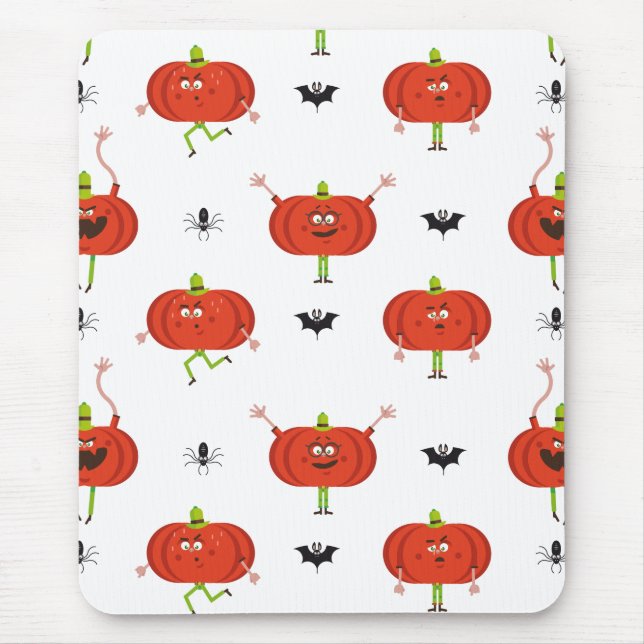 Cute halloween pumpkins, spider & bat pattern mouse mat (Front)