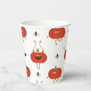 Cute halloween pumpkins, spider & bat pattern paper cups