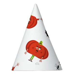 Cute halloween pumpkins, spider & bat pattern party hat
