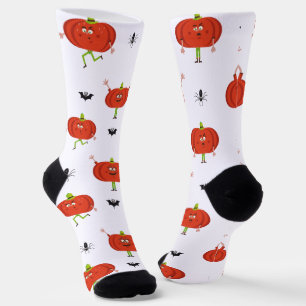 Cute halloween pumpkins, spider & bat pattern socks