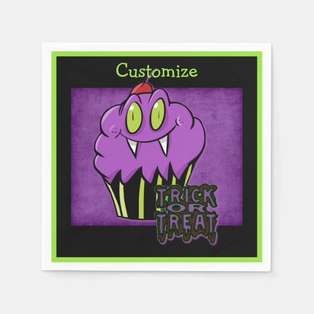 Cute Halloween Purple Vampire Cupcake Napkins (Front)