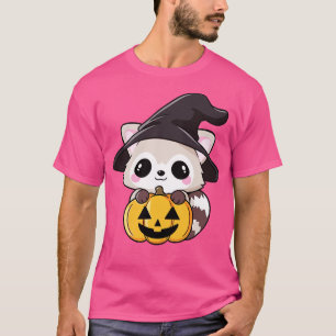Cute Halloween racoon in a witch hat and pumpkin T-Shirt