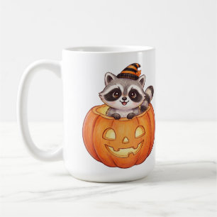 Cute Halloween Racoon in Jack-o'-Lantern Pumpkin Coffee Mug