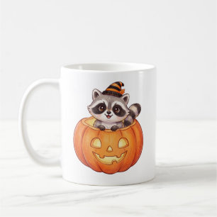 Cute Halloween Racoon in Jack-o'-Lantern Pumpkin Coffee Mug