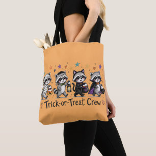 Cute Halloween Racoon Trick or Treat Crew Tote Bag