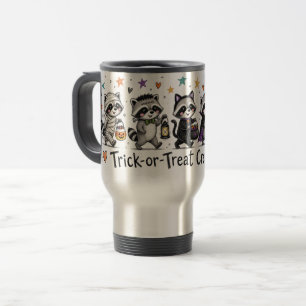 Cute Halloween Racoon Trick or Treat Crew Travel Mug