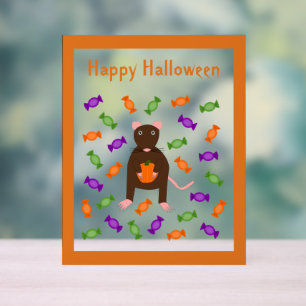 Cute Halloween Rat and Pumpkin Custom Acrylic Sign