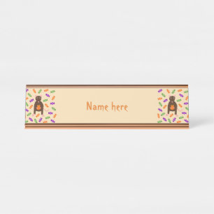 Cute Halloween Rat and Pumpkin Custom Desk Name Plate