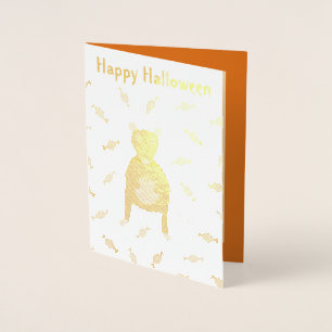 Cute Halloween Rat and Pumpkin Custom Foil Card