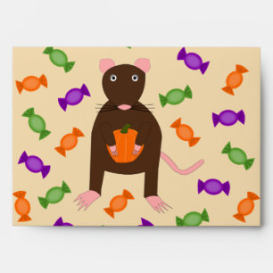 Cute Halloween Rat and Pumpkin Envelope
