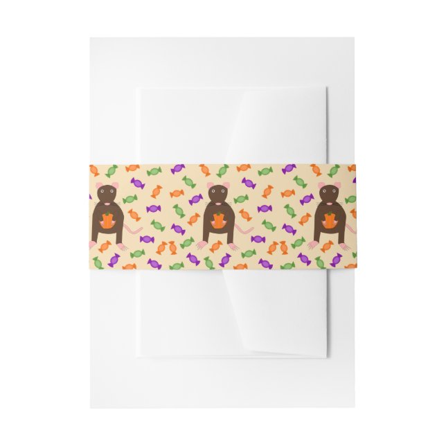 Cute Halloween Rat and Pumpkin Invitation Belly Band (Front Example)