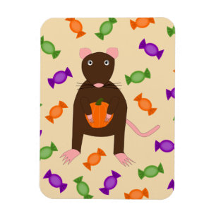Cute Halloween Rat and Pumpkin Magnet