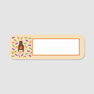 Cute Halloween Rat and Pumpkin Name Tag