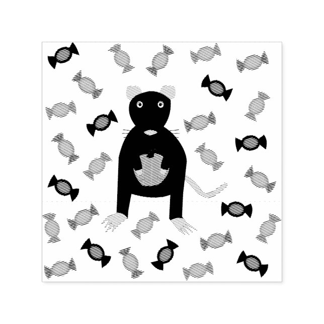 Cute Halloween Rat and Pumpkin Self-inking Stamp (Design)