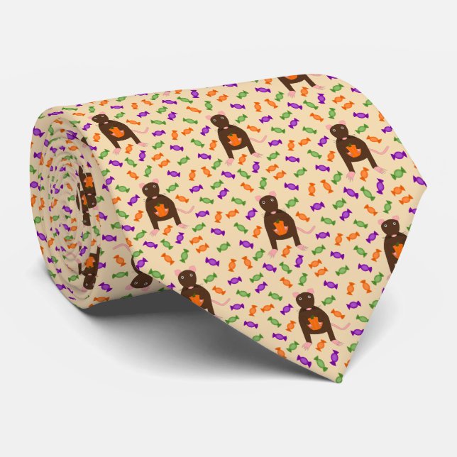 Cute Halloween Rat and Pumpkin Tie (Rolled)