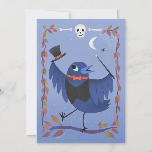 Cute Halloween Raven Crow DIY Blank Invitation (Front)