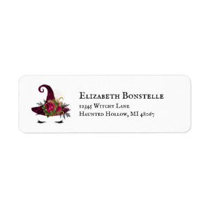 Cute Halloween Red Witch Hat Return Address