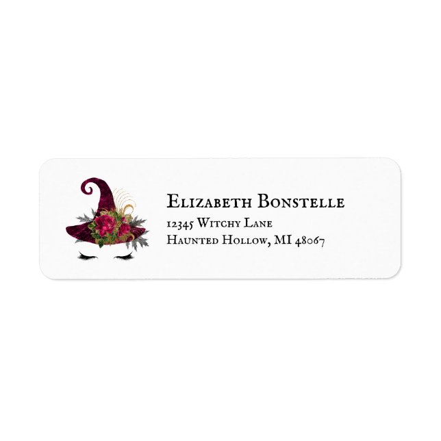 Cute Halloween Red Witch Hat Return Address (Front)