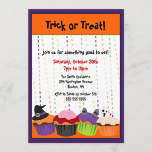 CUTE Halloween Scary Cupcake Invitation