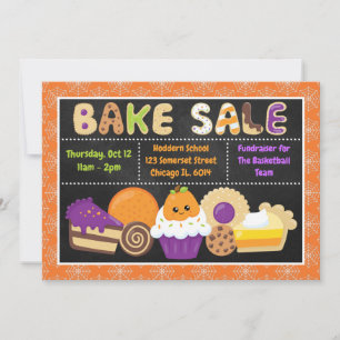Cute Halloween School Bake Sale Invitation