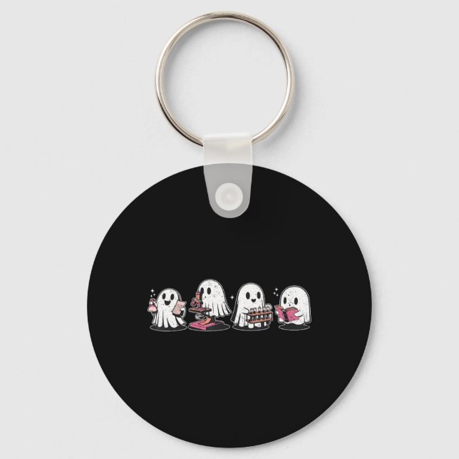Cute Halloween Science Chemistry Ghost Laboratory Key Ring (Front)