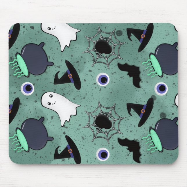 Cute Halloween Seamless Pattern Mouse Mat (Front)
