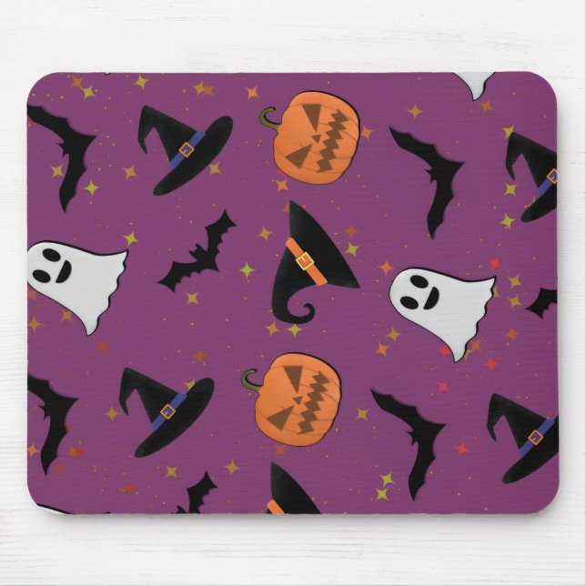 Cute Halloween Seamless Pattern Mouse Mat (Front)