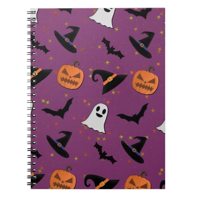Cute Halloween Seamless Pattern Notebook (Front)