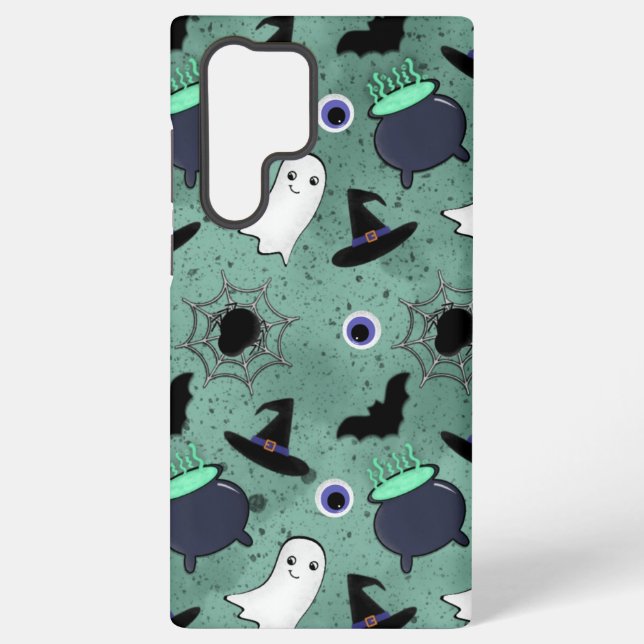 Cute Halloween Seamless Pattern Samsung Galaxy S22 Ultra Case (Back)